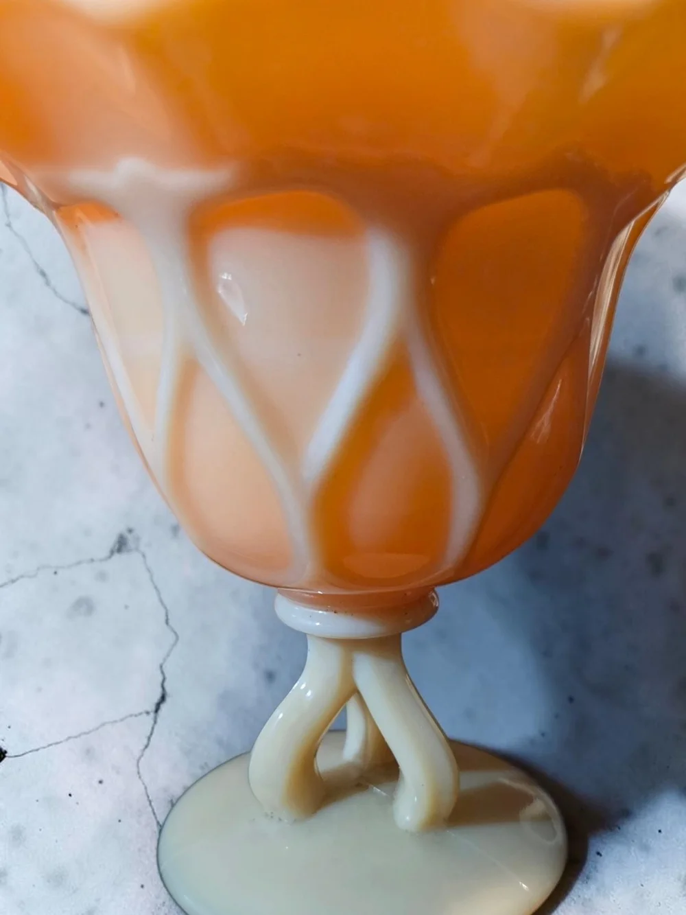 Vintage Westmoreland Almond Milk Glass Pedestal Compote Vase W/'Makers Mark' ♡*
